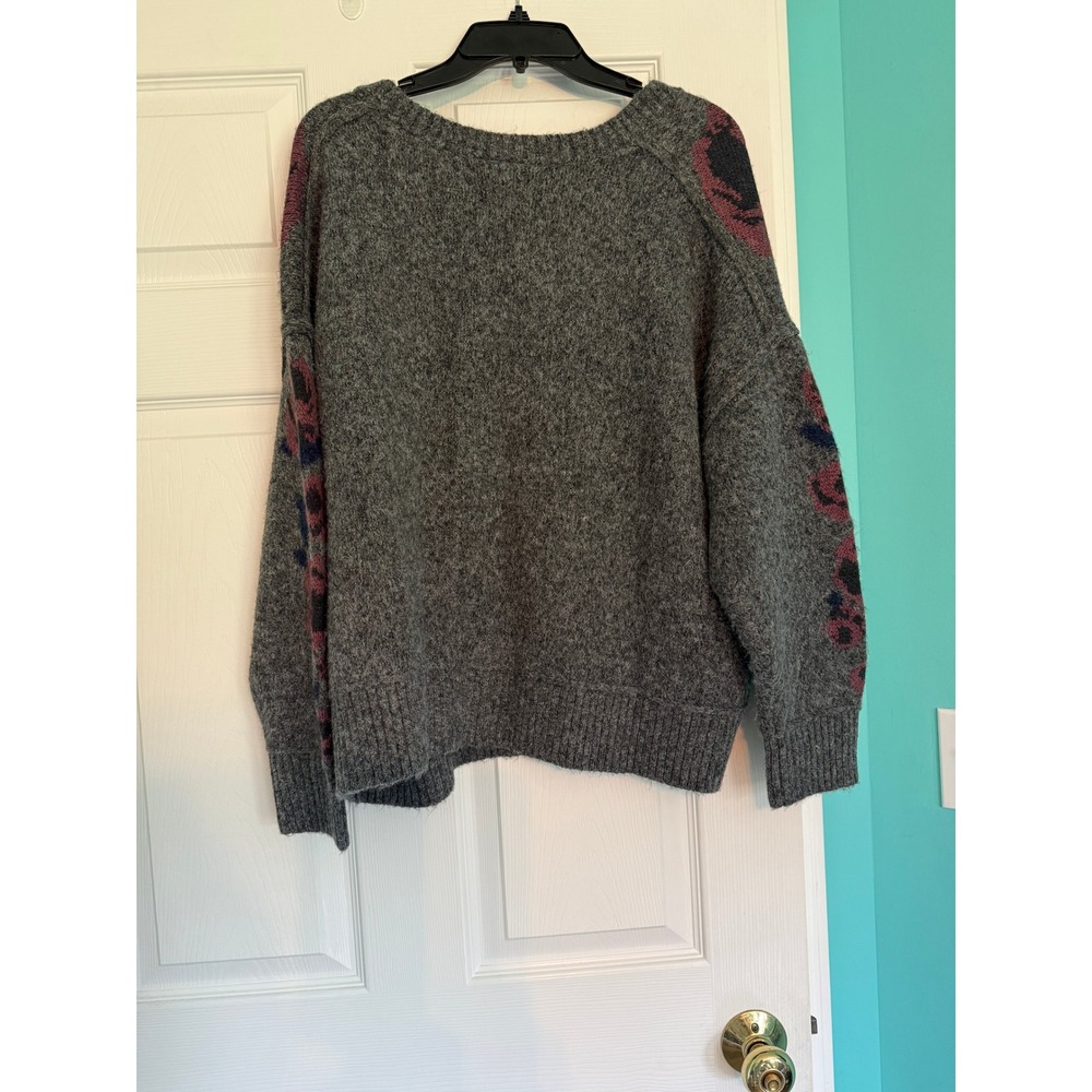 Torrid Gray Floral Intarsia Button Front Cardigan Sweater Plus Size 1 XL 1X - Picture 5 of 5